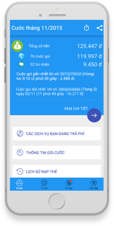 Tổng hợp cước gọi hàng tháng